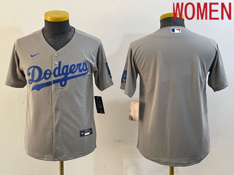 Women Los Angeles Dodgers Blank Grey Nike Game MLB Jersey style 1->women mlb jersey->Women Jersey
